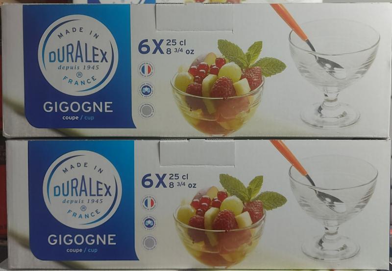 Duralex Gigogne talpas fagylalt kehely, 25cl, 6db