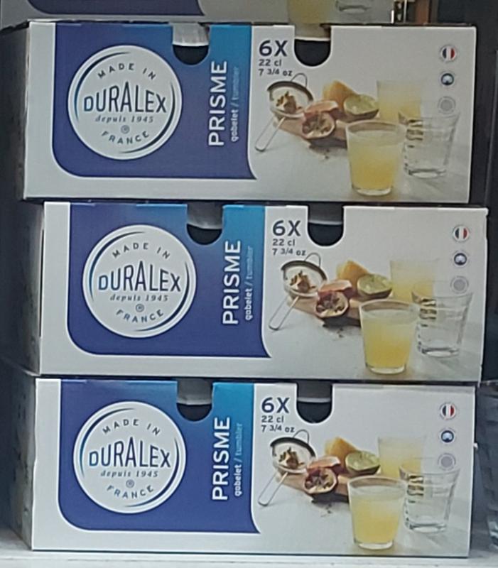 Duralex Prisme trans, üveg pohár, átlátszó, 22cl, 6db