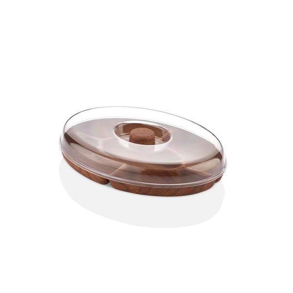 EVELIN plastic tál ovál osztott+fedő 23,5x31x6,5cm, 10327 M