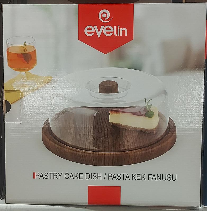 Evelin plastic tortatál+búra, kerek, 31x13 287044