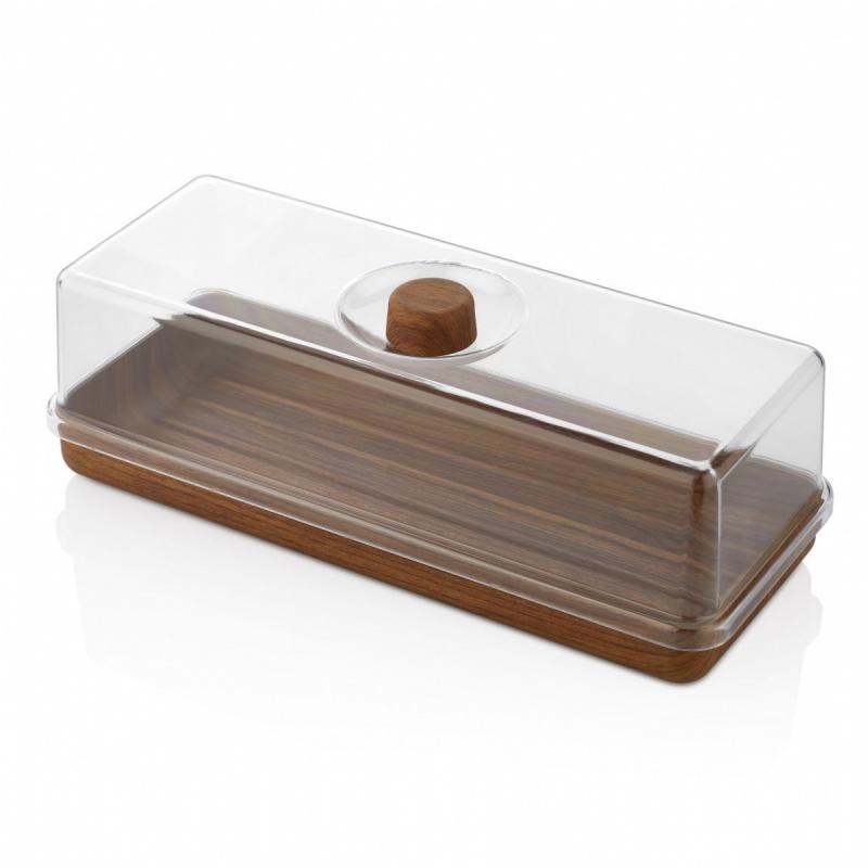 EVELIN plastic tortatál+búra szögl. 16x39x13 cm, 10502 M