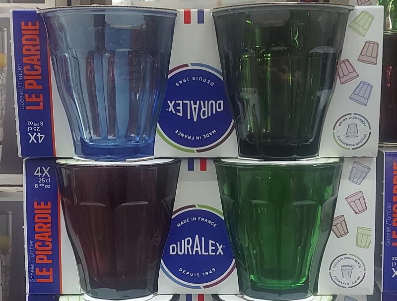 Duralex - Set Di 4 Bicchieri Picardie 24 Cl, Realizzati In Francia, Colori Misti: Prugna, Verde, Blu Navy, Grigio