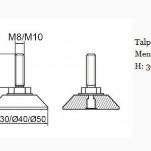 Állítható láb 30mm talppal, M10x30-as szárral.  100 db, küllős