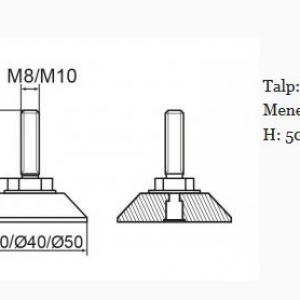 Állítható láb 30mm talppal, M10x50-es szárral. 100 db, küllős