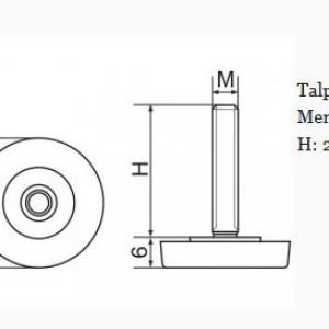 Állítható láb 30mm talppal, M6x20-as szárral. 100 db, lapos