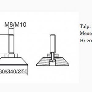 Állítható láb 30mm talppal, M8x20-as szárral. 100 db, küllős