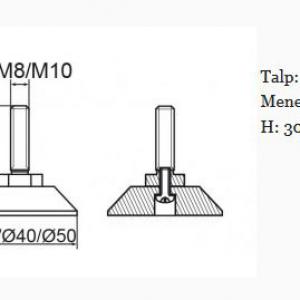 Állítható láb 30mm talppal, M8x30-as szárral. 100 db, küllős