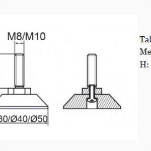 Állítható láb 40mm talppal, M8x40-es szárral. 100 db, küllős