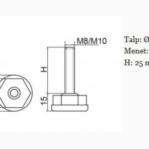 Állítható láb Ø 30mm talppal, M10x25-ös szárral. 100 db, 6SZ