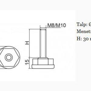 Állítható láb Ø 30mm talppal, M10x30-as szárral. 100 db, 6SZ