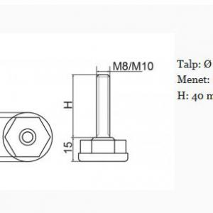Állítható láb Ø 30mm talppal, M10x40-es szárral. 100 db, 6SZ