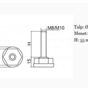 Állítható láb Ø 30mm talppal, M10x55-ös szárral. 100 db, 6SZ