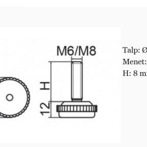 Állítható láb Ø 30mm talppal, M6x08-as szárral. 100 db, recés