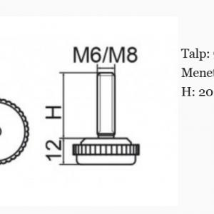 Állítható láb Ø 30mm talppal, M6x20-as szárral. 100 db, recés