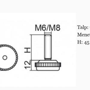 Állítható láb Ø 30mm talppal, M6x45-ös szárral. 100 db, recés