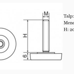 Állítható láb Ø 30mm talppal, M8x20-as szárral. 100 db, lapos