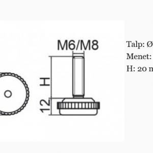 Állítható láb Ø 30mm talppal, M8x20-as szárral. 100 db, recés