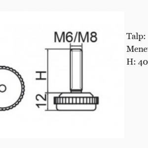 Állítható láb Ø 30mm talppal, M8x40-es szárral. 100 db recés