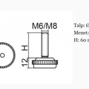 Állítható láb Ø 30mm talppal, M8x60-as szárral. 100 db, recés