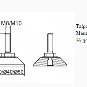 Állítható láb Ø 40mm talppal, M10x30-as szárral. 100 db, küllős