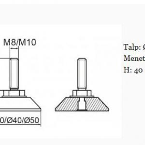 Állítható láb Ø 40mm talppal, M10x40-es szárral. 100 db, küllős