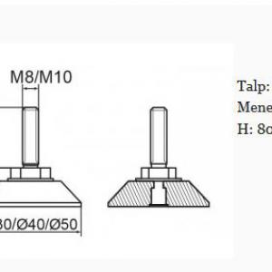 Állítható láb Ø 40mm talppal, M10x80-as szárral. 100 db, küllős