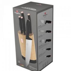 Berlinger Haus BLACK ROSE rozsdamentes késkészlet 5részes + bambusz állvánnyal, BH-2752