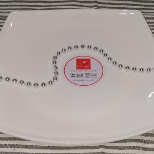 Bormioli Rocco Eclissi Bianco fehér üveg lapos tányér, szögletes, 26,6x26,6 cm