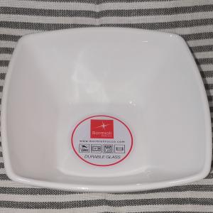 Bormioli Rocco Eclissi Bianco, fehér üveg salátás tálka, szögletes, 46 cl, 136x136 mm