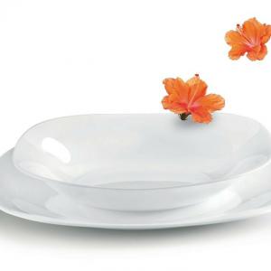 BORMIOLI ROCCO PARMA étkészlet, 18 részes, fehér, négyzetes, üveg, 202018