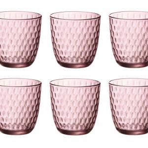 Bormioli Rocco Slot Lilac Rose (halvány rózsaszínű)  vizes pohár, 29 cl, 6 db