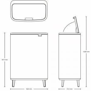 BRABANTIA BO TOUCH BIN HI patentos szemetes 60l , MINERAL CONCRETE GREY, 130281