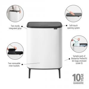 BRABANTIA BO TOUCH BIN HI patentos szemetes white 2x30l , fehér, 130601