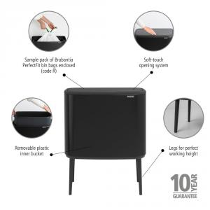 BRABANTIA BO TOUCH BIN patentos szemetes 36l  MATT BLACK, fekete, 315824