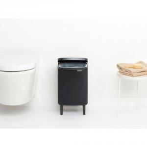 BRABANTIA BO WASTE BIN HI fém hulladék tartó .7L MATT BLACK, fekete, 227141