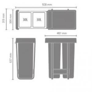 Brabantia Built in Bin Sort Go beépíthető szemetes 2x30L, 232527