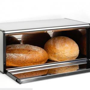 Brabantia Fém kenyérdoboz 2 kg szögletes (patentos) FALL FRONT, Matt steel, 236709
