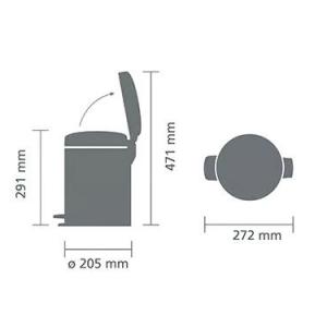 Brabantia Pedal Bin Newicon, 5 liter, Matt Steel FPP, pedálos szemetes, 112102