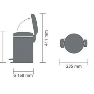 Brabantia Pedal Bin Newicon Matt Steel FPP, pedálos szemetes, 3 liter, 112164