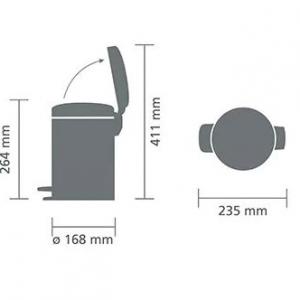 Brabantia Pedal Bin Newicon, White, 3 liter, pedálos szemetes, fehér, 112126