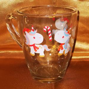 Cerve karácsonyi üveg bögre, unikornis-egyszarvú mintás, Xmas unicorn, 31 cl, 165312