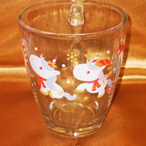 Cerve karácsonyi üveg bögre, unikornis-egyszarvú mintás, Xmas unicorn, 31 cl, 165312