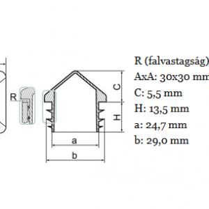 Csúcsos zártszelvény dugó 30x30 mm-es. Kiszerelés: 100 db