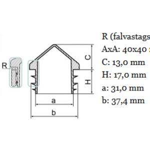 Csúcsos zártszelvény dugó 40x40 mm-es. Kiszerelés: 100 db