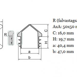 Csúcsos zártszelvény dugó 50x50 mm-es. Kiszerelés: 100 db
