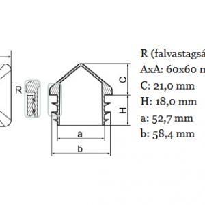 Csúcsos zártszelvény dugó 60x60 mm-es. Kiszerelés: 50 db