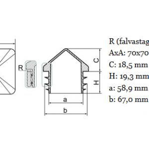 Csúcsos zártszelvény dugó 70x70 mm-es. Kiszerelés: 50 db