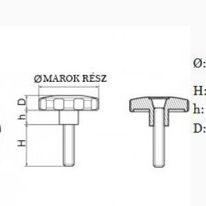 Erősített marokcsavar 64-es, csillag alakú markolattal M10x33-as menetes szárral. 100 db