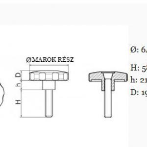 Erősített marokcsavar 64-es, csillag alakú markolattal M10x58-as menetes szárral. 100 db