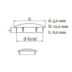 Furattakaró dugó (lencse forma) Ø 3 mm-es furatokhoz. Kiszerelés: 100db